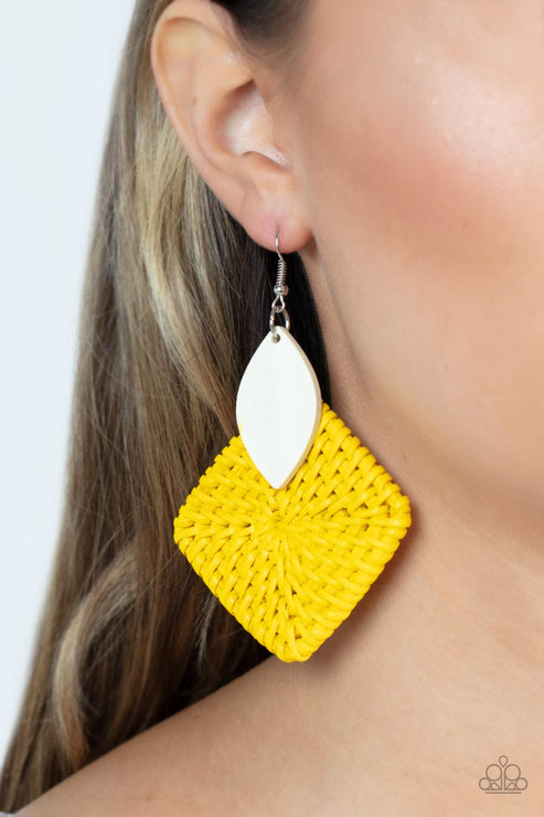 Paparazzi  Sabbatical WEAVE - Yellow  Earrings