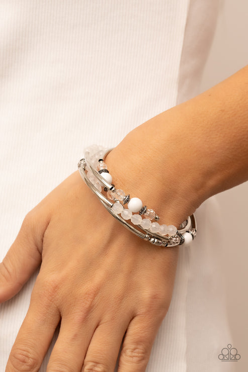 Paparazzi  Whimsically Whirly - White  Bracelet