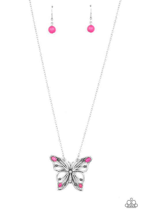 Paparazzi  Badlands Butterfly - Pink  Necklace