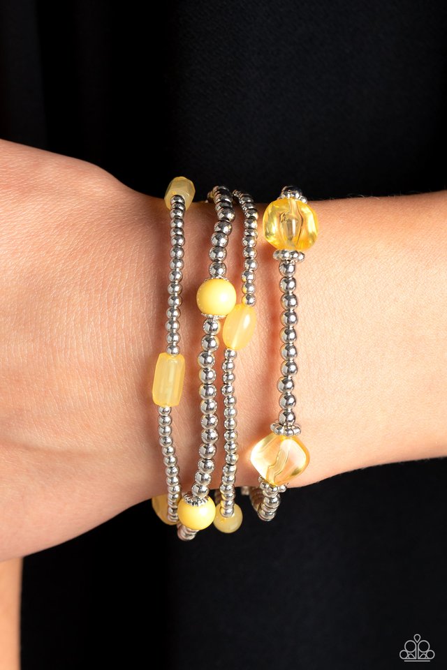 Paparazzi Bracelet ~ Geometric Guru - Yellow