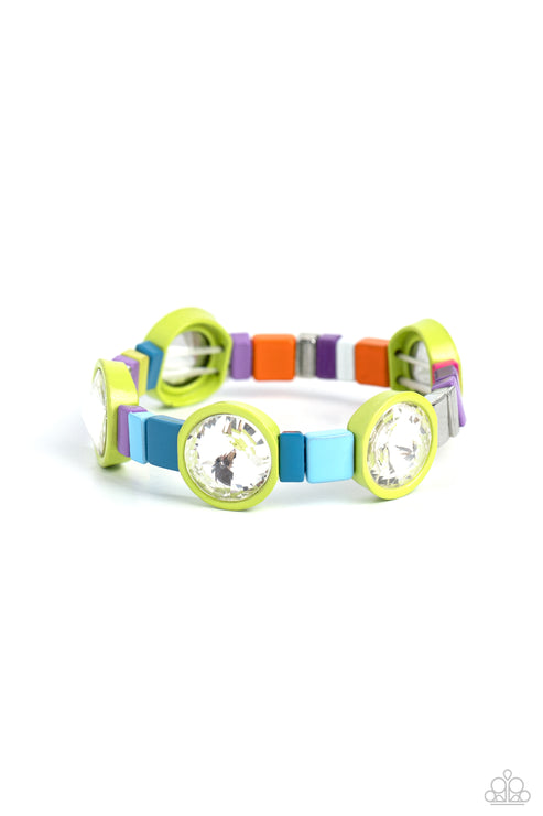 Paparazzi  Multicolored Madness - Green  Bracelet