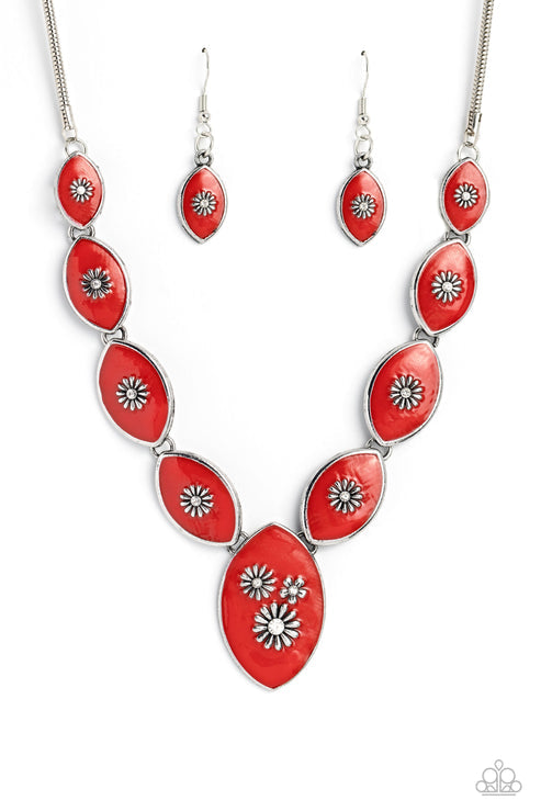 Paparazzi  Pressed Flowers - Red  Necklace