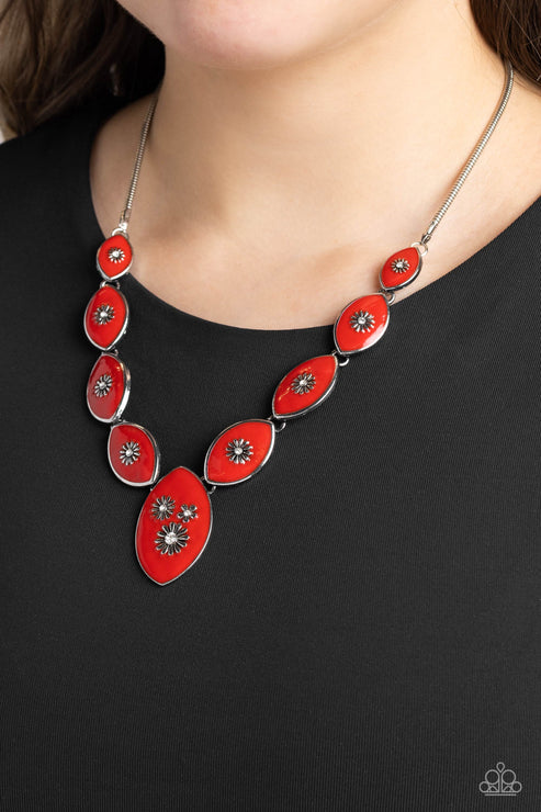 Paparazzi  Pressed Flowers - Red  Necklace