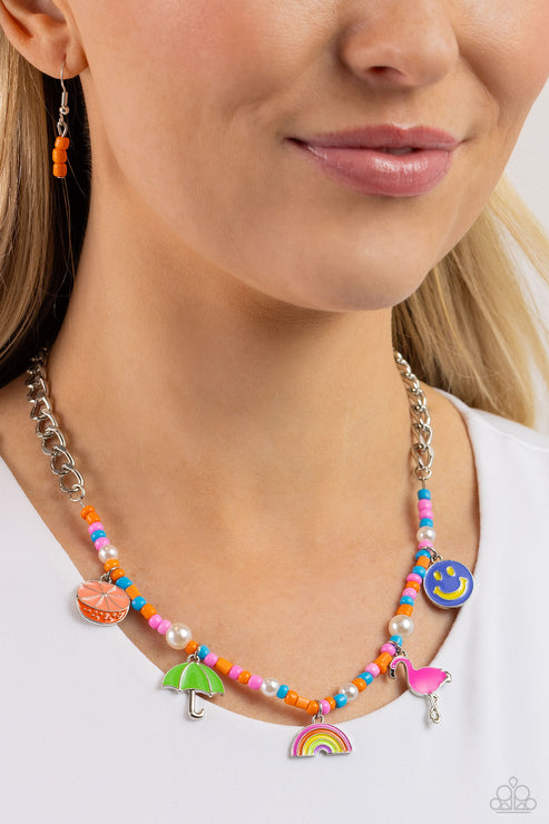 Paparazzi Summer Sentiment - Orange  Necklace