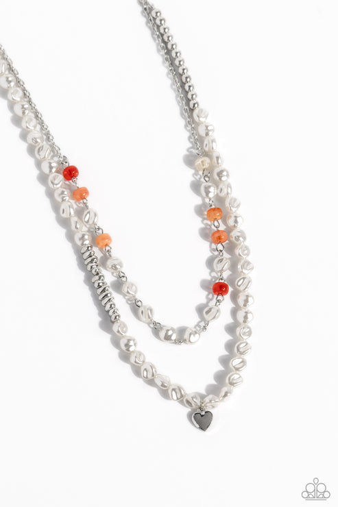 Paparazzi  Pearl Pact - Orange  Necklace