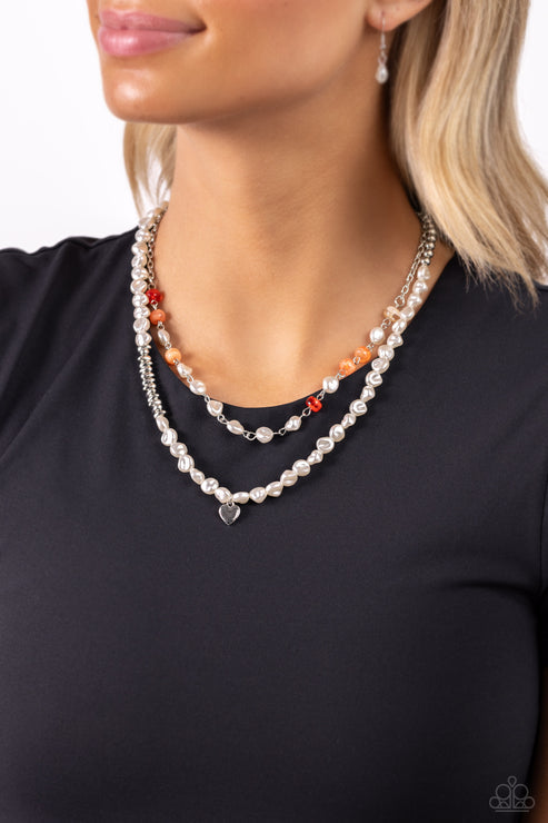 Paparazzi  Pearl Pact - Orange  Necklace