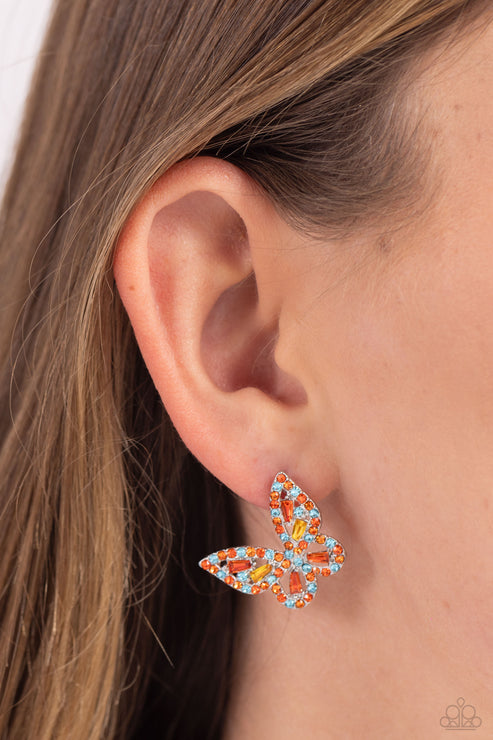 Paparazzi  Tilted Takeoff - Orange  Post Earrings