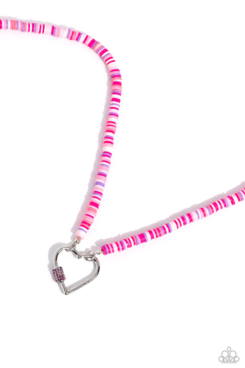 Paparazzi  Clearly Carabiner - Pink  Necklace