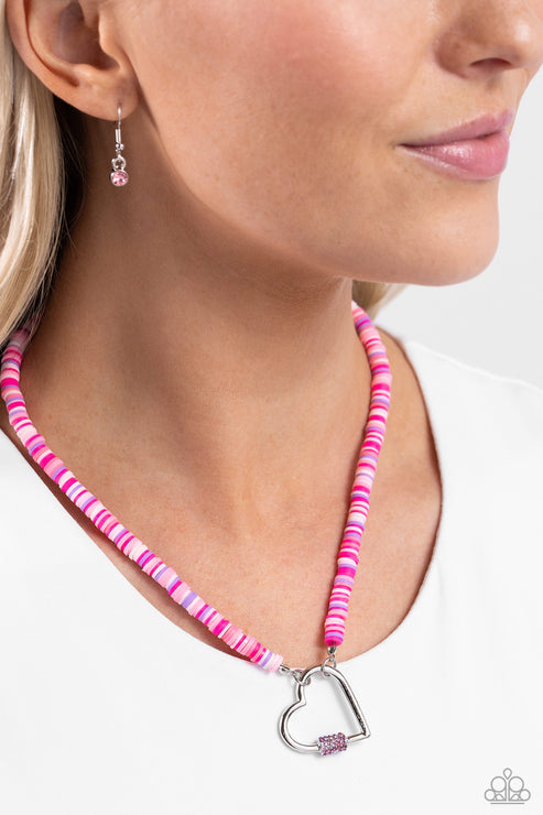 Paparazzi  Clearly Carabiner - Pink  Necklace