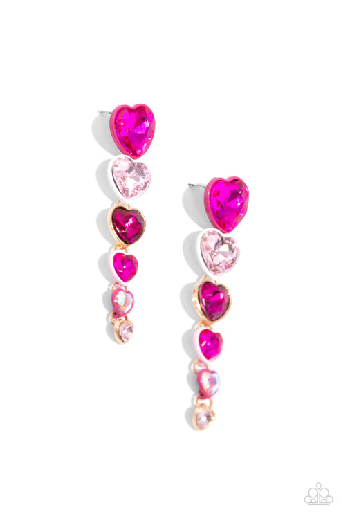 Paparazzi  Cascading Casanova - Pink  Post Earrings