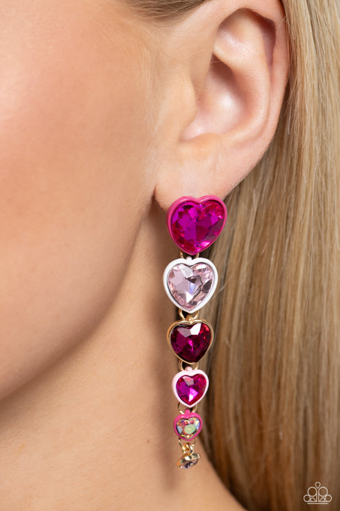 Paparazzi  Cascading Casanova - Pink  Post Earrings