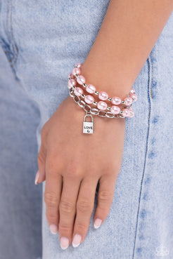 Paparazzi  LOVE-Locked Legacy - Pink  Bracelet