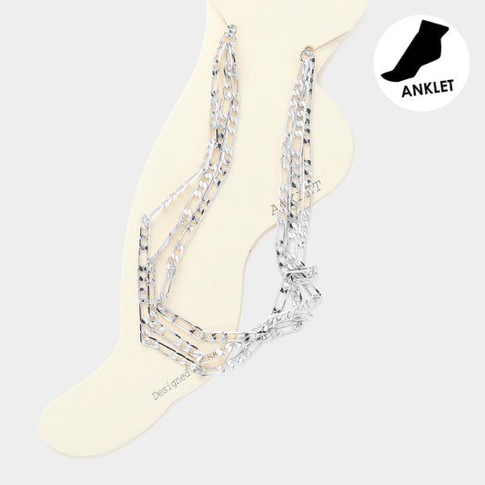 Metal Chain Link Triple Layered Anklet