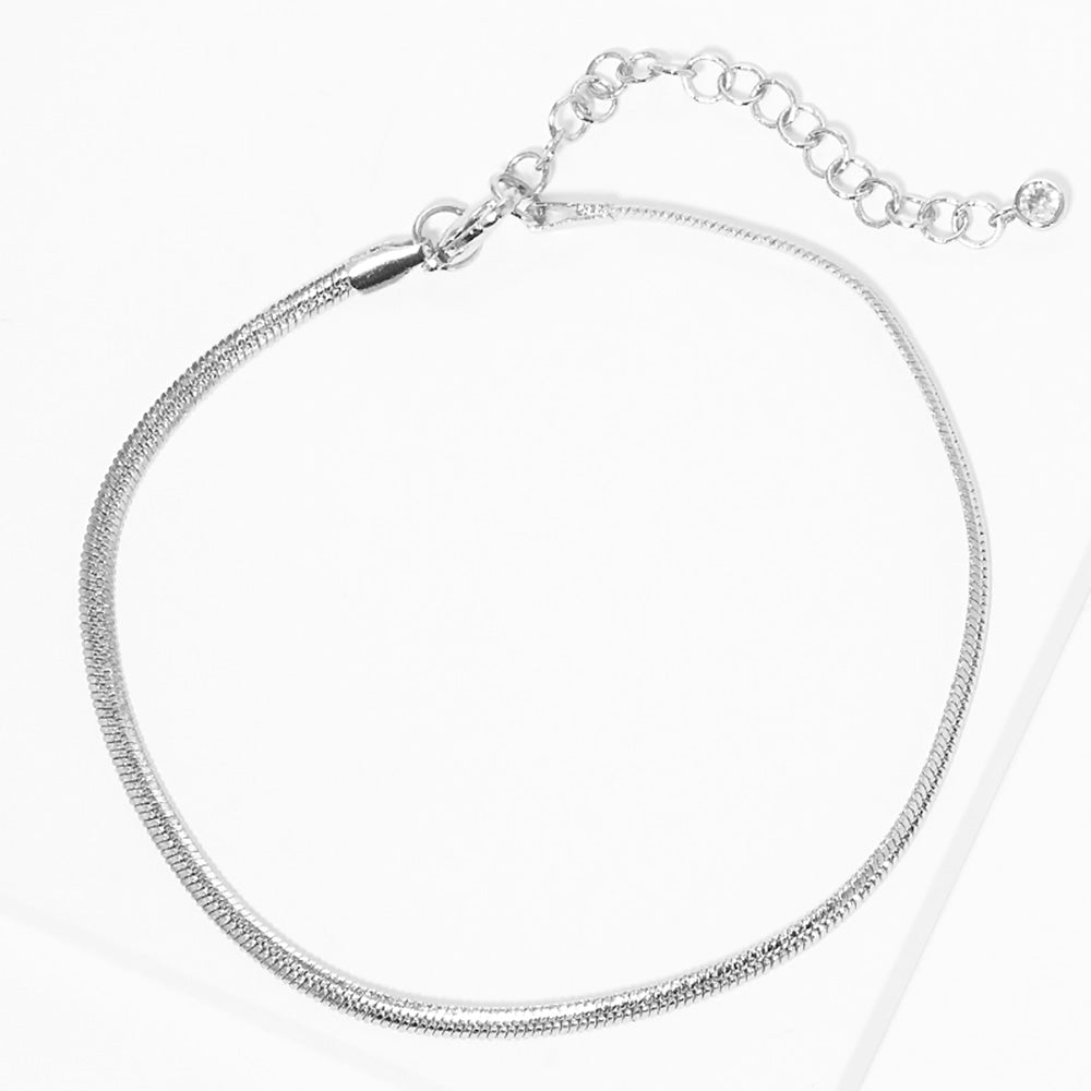 White Gold Dipped Metal Snake Chain Anklet