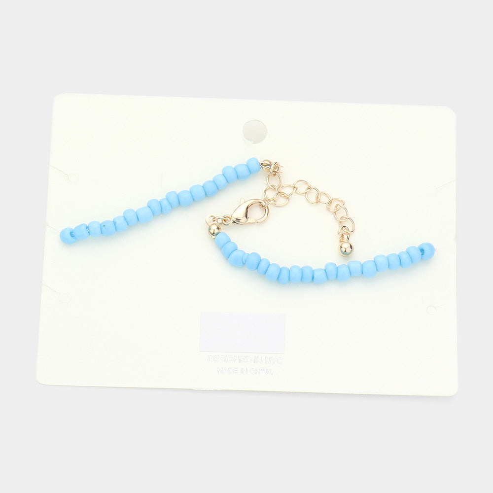 Smile DONT WORRY Message Charm Beaded Anklet