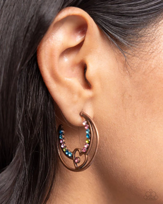 Paparazzi Earring ~ Sympathetic Sweetheart - Copper