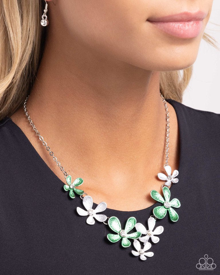 Paparazzi Necklace ~ Reflective Rundown - Green