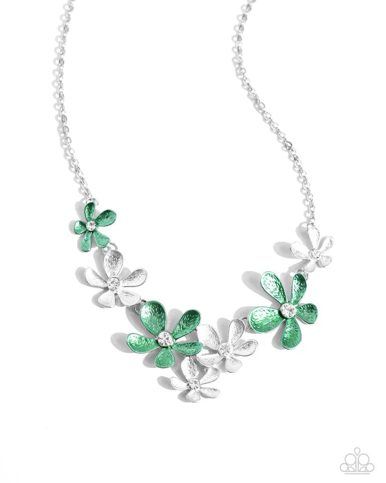 Paparazzi Necklace ~ Reflective Rundown - Green