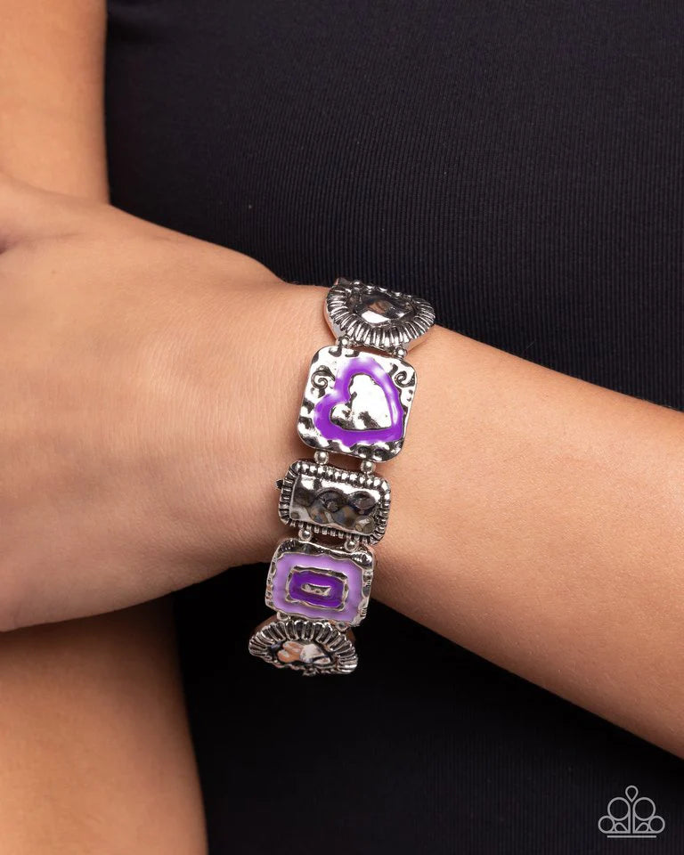 Paparazzi Bracelet ~ Hammered History - Purple