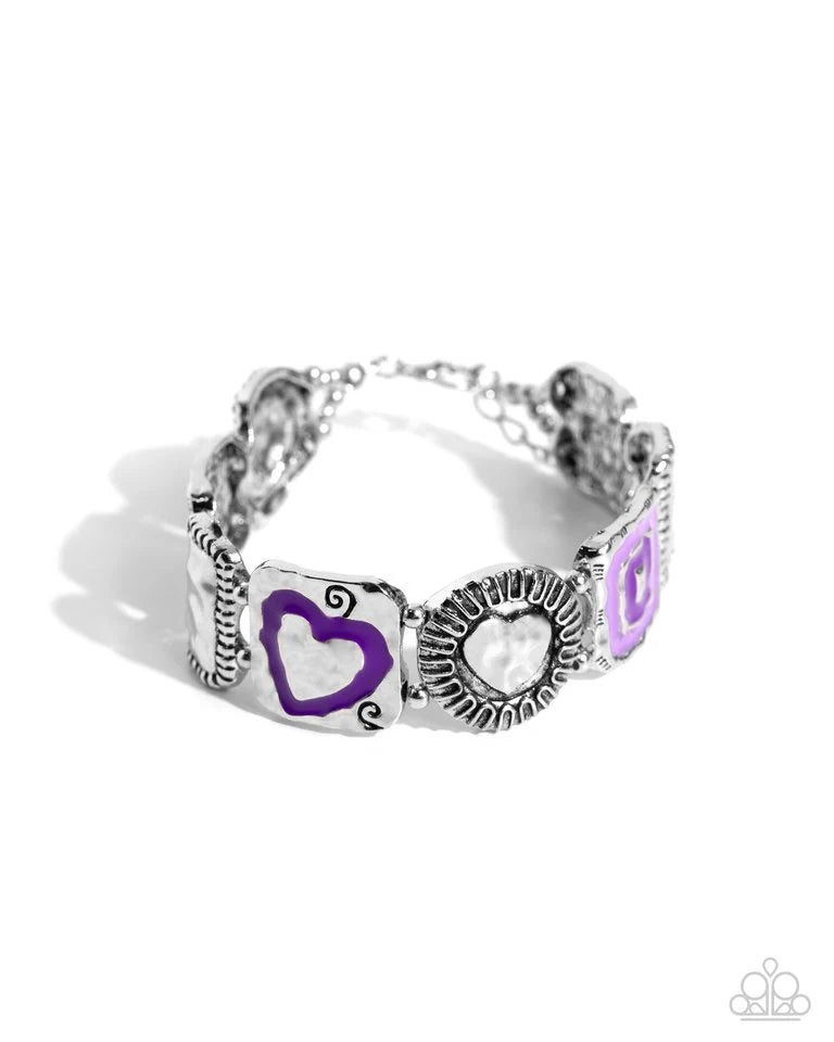 Paparazzi Bracelet ~ Hammered History - Purple