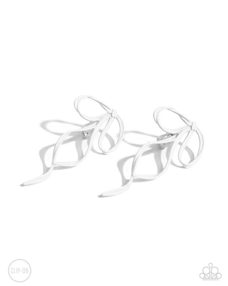 Paparazzi Earring ~ Vow To BOW - White