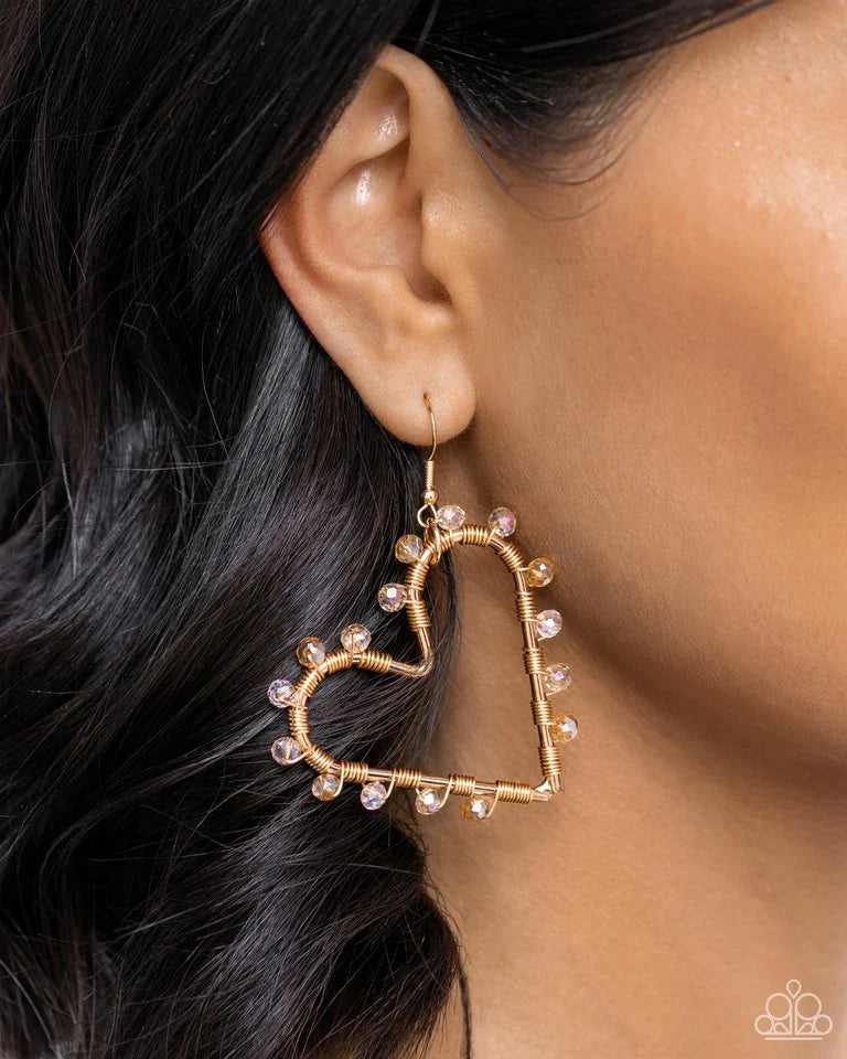 Paparazzi Earring ~ HEART of Your World - Gold