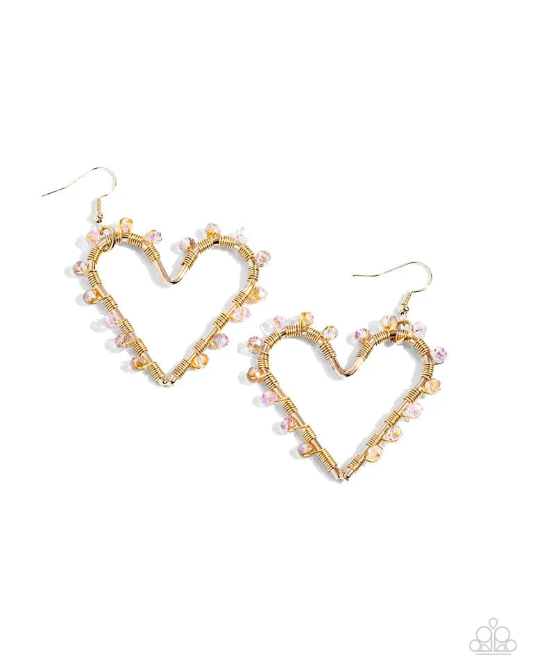 Paparazzi Earring ~ HEART of Your World - Gold