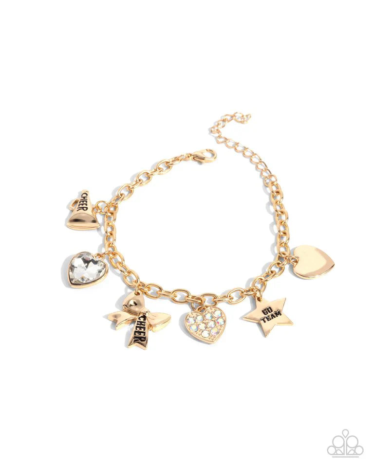 Paparazzi Bracelet ~ Cheerleading Camp - Gold