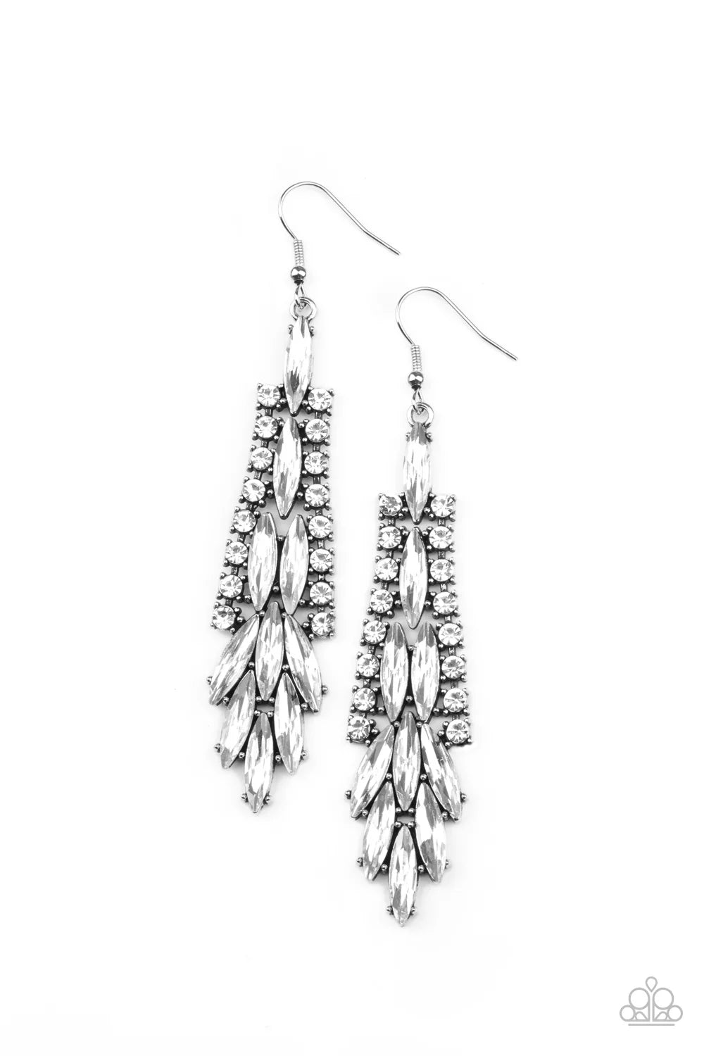 PAPARAZZI "CROWN HEIRESS" WHITE EARRINGS