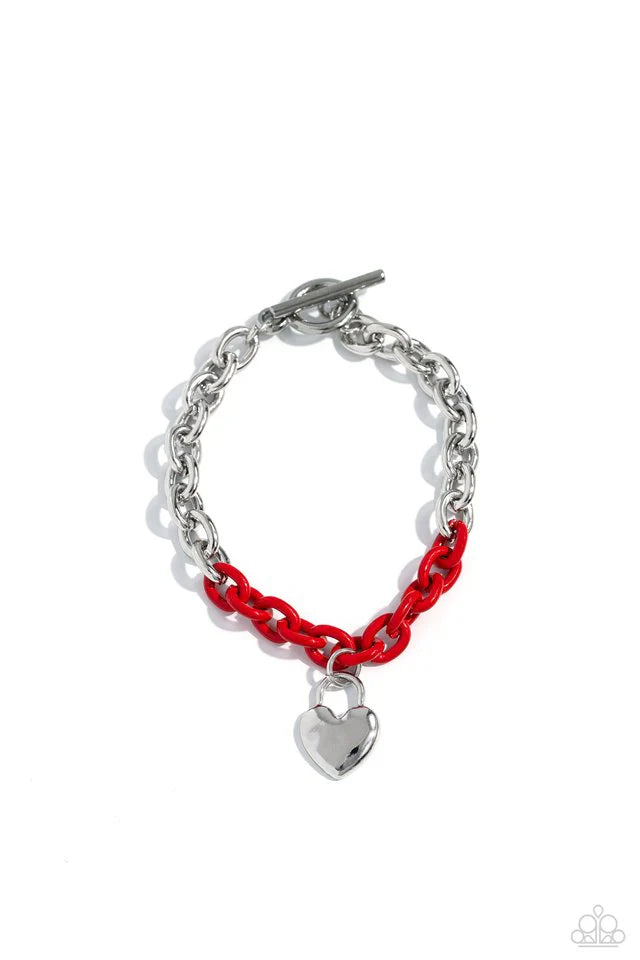 Paparazzi Bracelet ~ Locked and Loved - Red