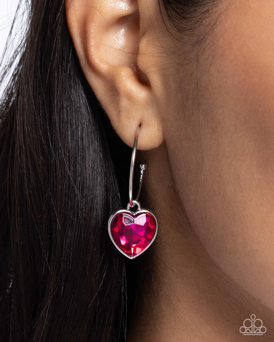 PAPARAZZI "DIAMOND OF THE NIGHT" PINK POST EARRINGS