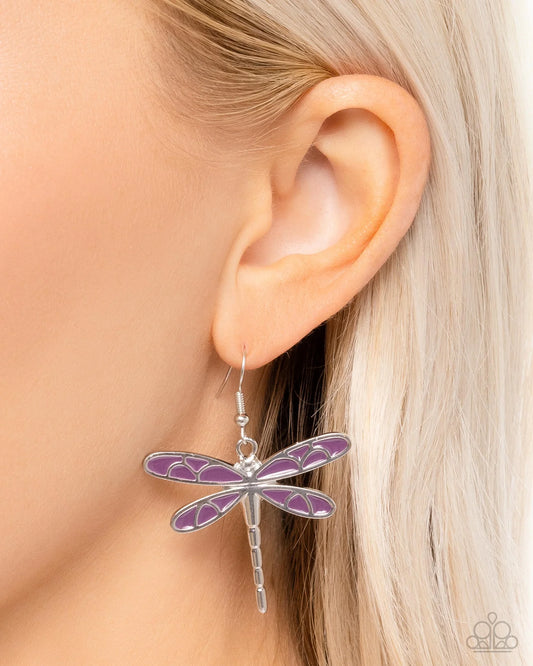 PAPARAZZI "DRAGONFLY DESCENT" PURPLE EARRINGS