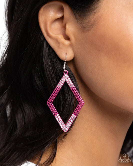 Paparazzi Earring ~ Eloquently Edgy - Pink