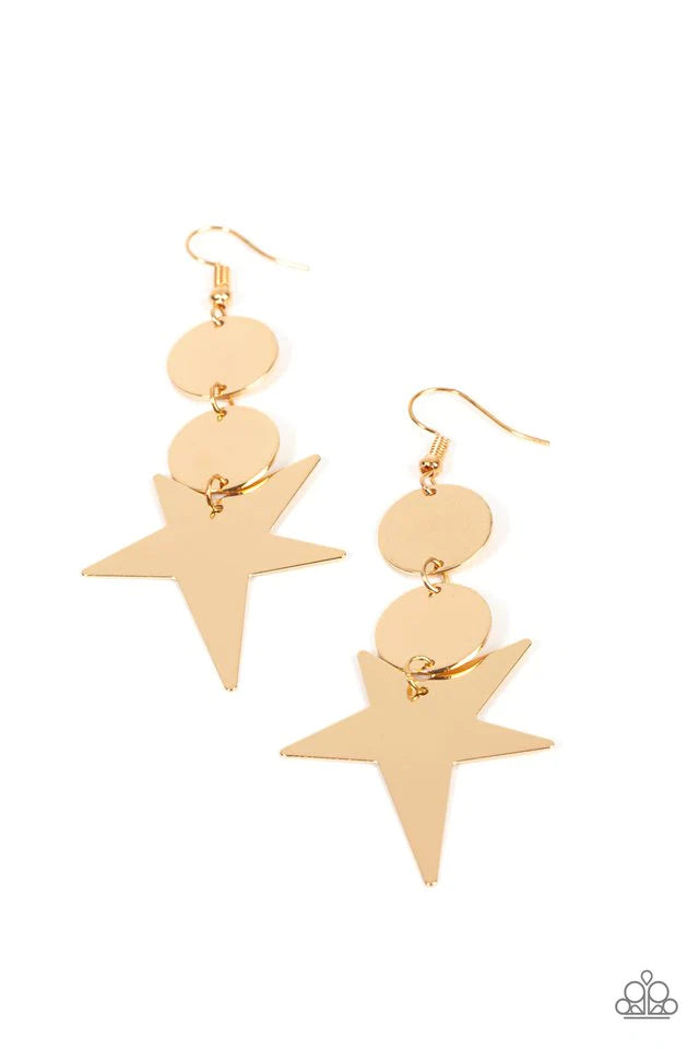 Paparazzi Earring ~ Star Bizarre - Gold