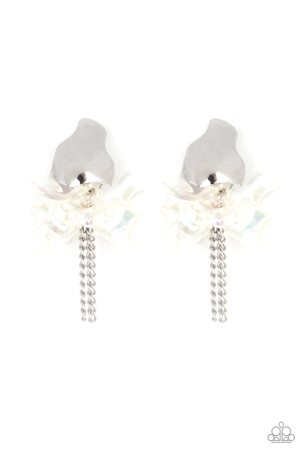 Paparazzi Harmonically Holographic - White Post Earrings