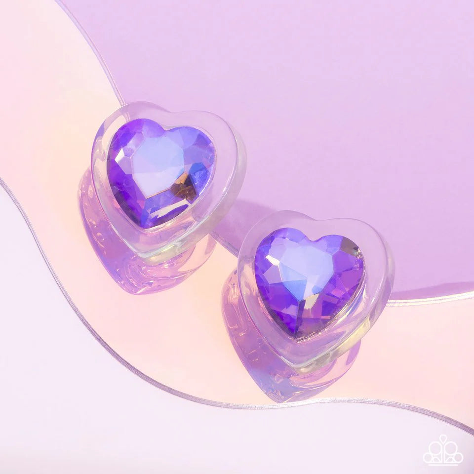 Paparazzi Earring ~ Heart-Pounding Haute - Purple