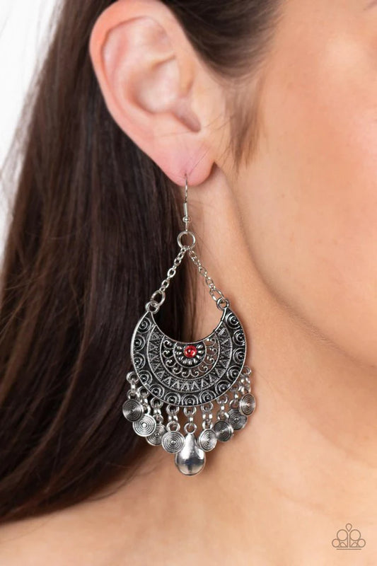 Paparazzi Earring ~ Lunar Allure - Red