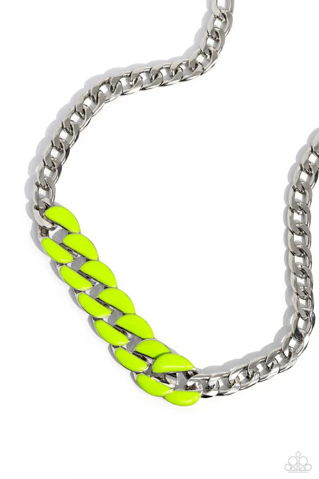 Paparazzi Necklace ~ CURB Craze - Green