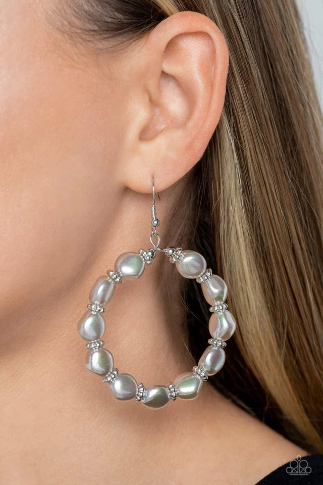 Paparazzi Earring ~ The PEARL Next Door - Silver