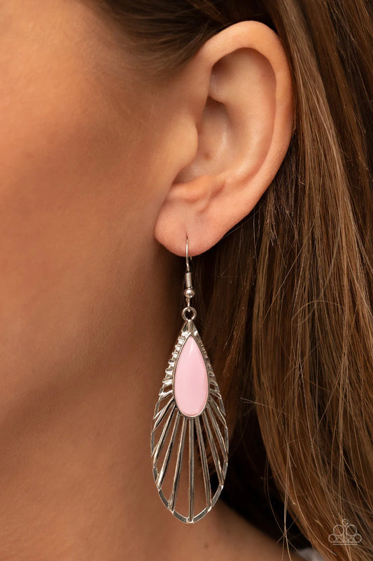 PAPARAZZI "WING-A-DING-DING" PINK EARRINGS