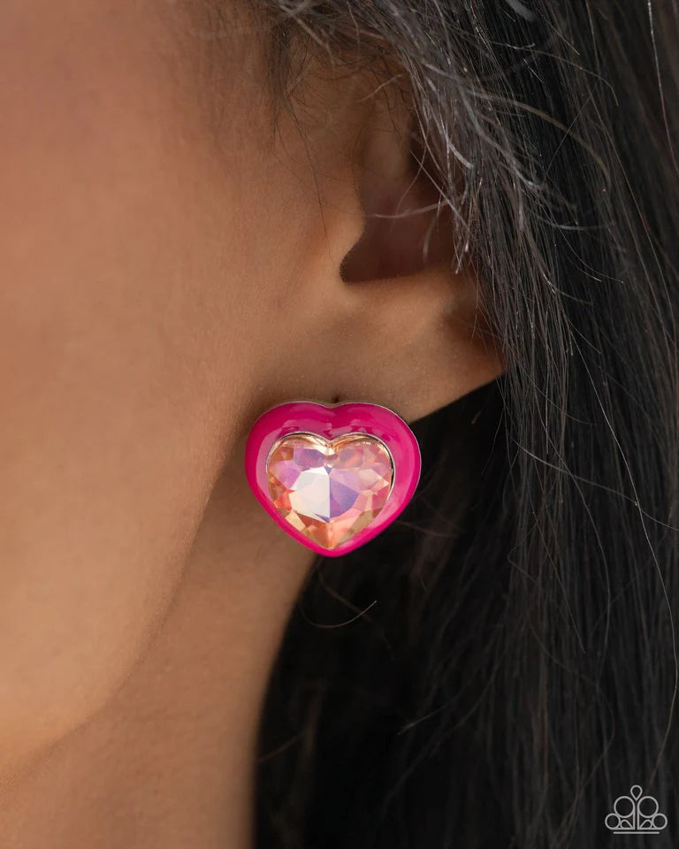 Paparazzi Earring ~ Heartfelt Haute - Pink