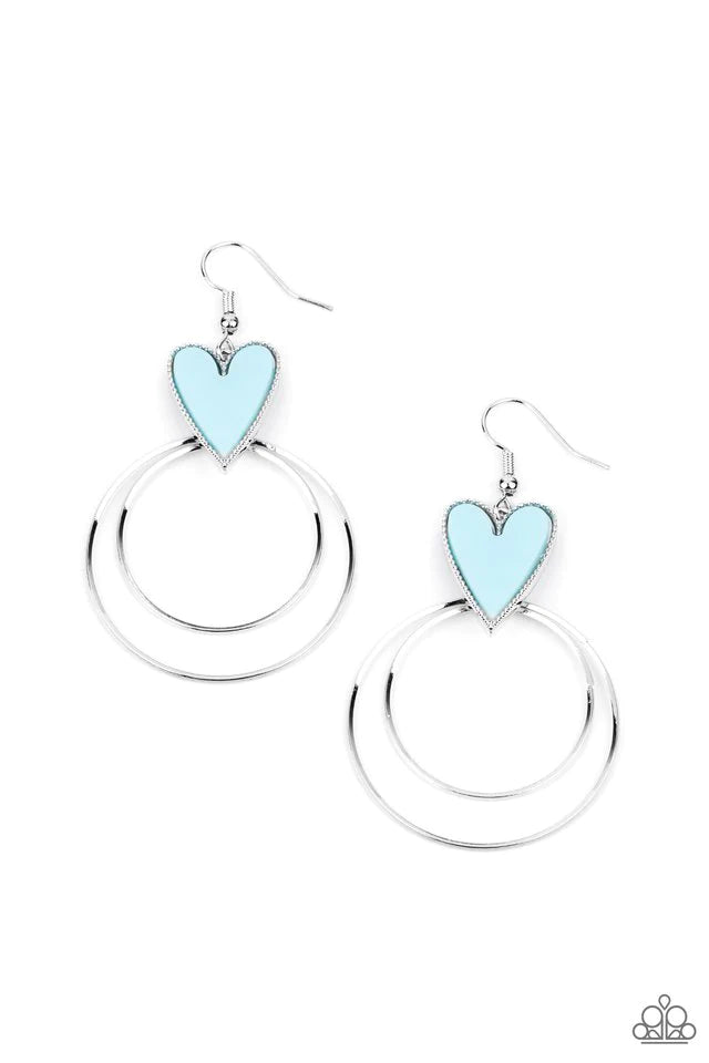 Paparazzi Earring ~ Happily Ever Hearts - Blue