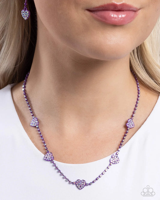 PAPARAZZI "HOMECOMING HEARTS" PURPLE NECKLACE