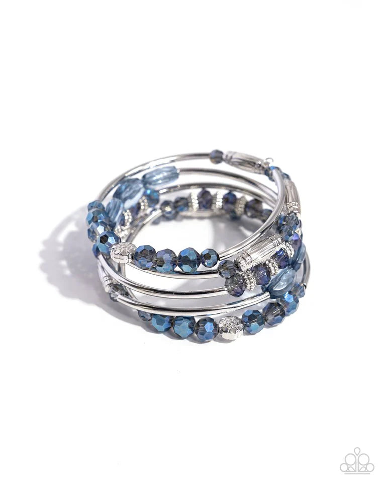 Paparazzi Bracelet ~ Sassy Stack - Blue