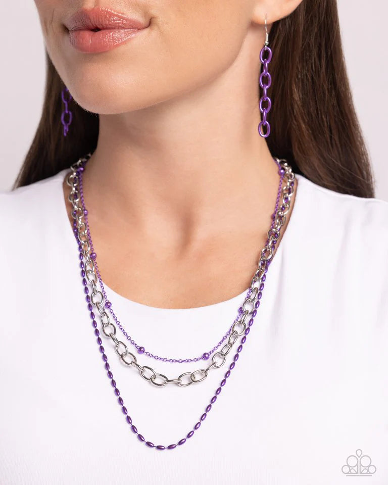 Paparazzi Necklace ~ Mardi Gras Mayhem - Purple