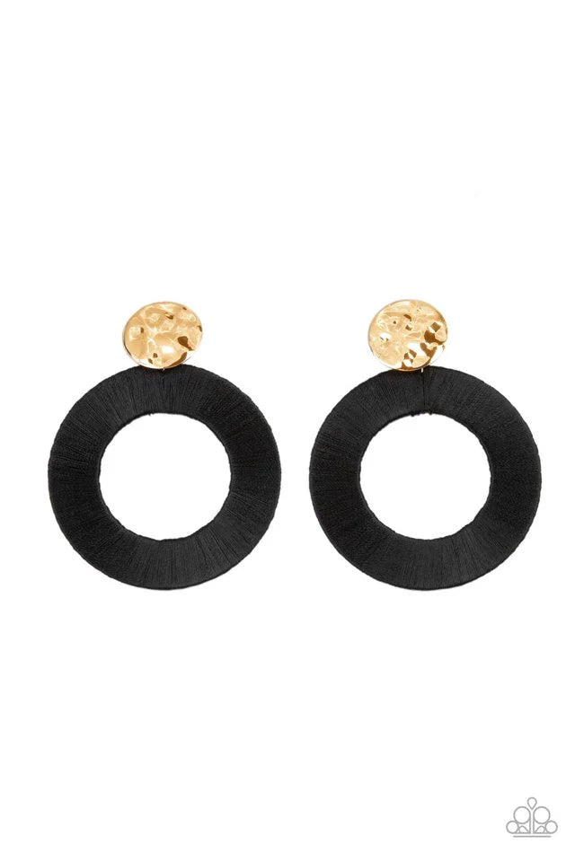 Paparazzi Earring ~ Strategically Sassy - Black