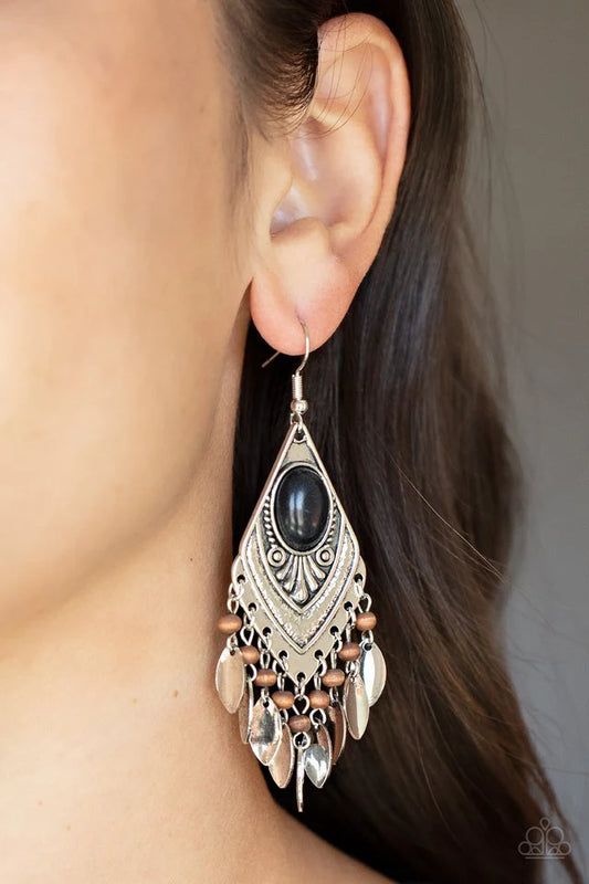 Paparazzi Earring ~ Earthy Etiquette - Black