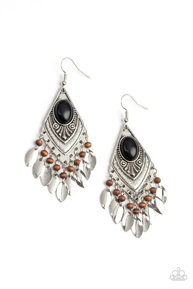 Paparazzi Earring ~ Earthy Etiquette - Black