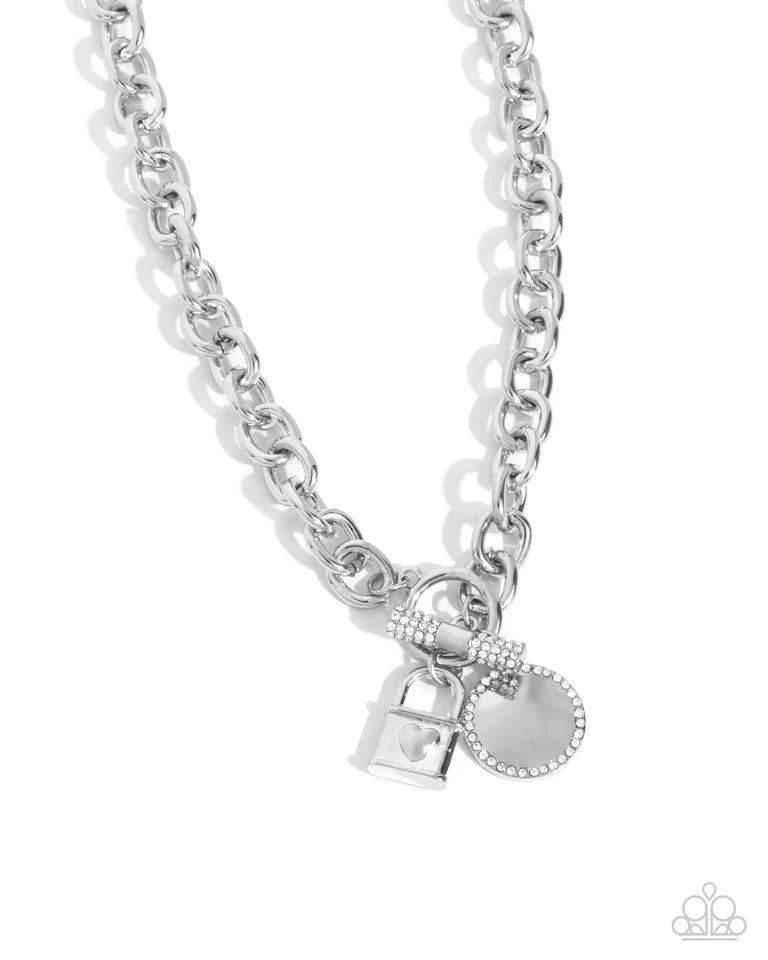 Paparazzi Necklace ~ Locked Lady - White