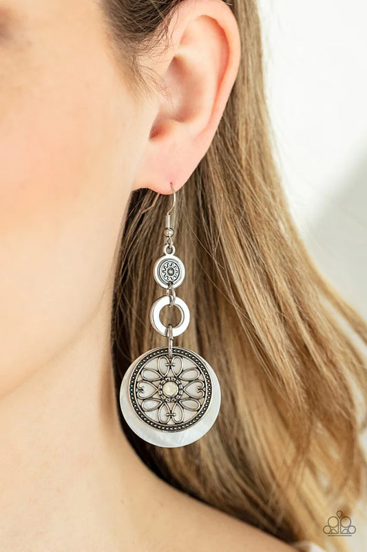 Paparazzi Earring ~ Royal Marina - White